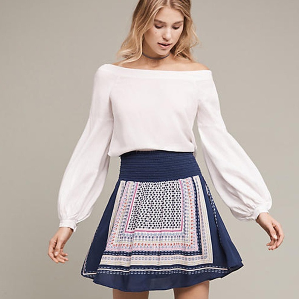 Anthropologie White Off-Shoulder Blouse